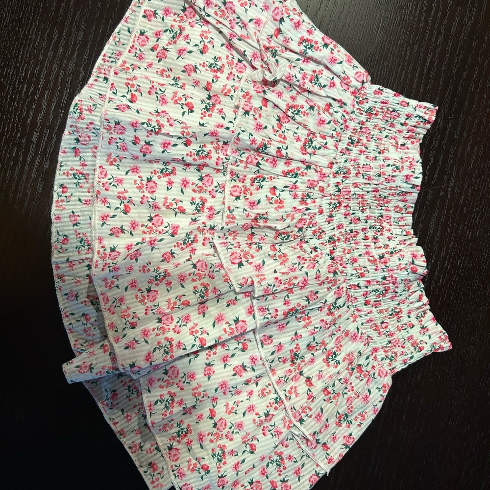 Katie J NYC Floral Ruffle Skirt - Pink and White